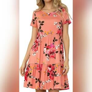NWT Levaca Casual Short Sleeve Midi Loose Dress or Coverup, Mellow Rose, Medium